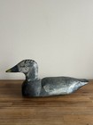 Antique Hand Painted Carved Wooden Duck Decoy Glass Eyes Weighted Yellow Bill