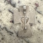 Sterling Silver 925 Signed Angel Cross Heart Religious Brooch Pin pendant 
