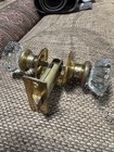 Vintage Antique Crystal Brass Door Knob Set  No Chips  Needs Cleaning