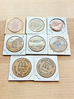 Vintage Wooden Nickel Lot  12  Mcdonalds Dunkin Jfk 1960s-80s Tokens