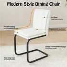 Set Of 4 White Pu Leather Dining Chairs Black Metal Legs Modern Kitchen Chair
