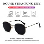 Retro Geometric Round Sunglasses Women Men 90s Vintage Square Metal Sun Glasses