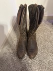 Justin Brown Western Cowboy Boots Pull-on With Embroidered Shaft