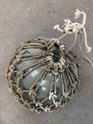 Antique Maritime Japanese Hand Blown Blue Glass Fishing Float Buoy Ball Net 14   