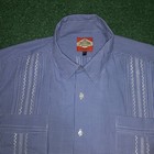 San Cristobal Guayabera Shirt Short Sleeve Button Up Blue Mens Xl