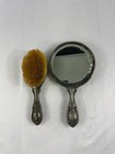 Antique Art Nouveau Hope Silver Co Repousse Silverplate Hand Mirror   Brush Set
