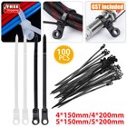 100pcs Nylon Cable Zip Ties With Screw Hole Mount Self Locking Loop Bundle Strap
