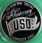1991 S Proof Uso Silver Dollar Us Mint Commemorative  1 Coin With Box And Coa