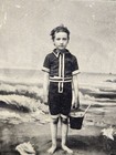 Old Vintage Antique 1880 Tintype Photo Beach Early Bathing Swim Suit Photograph