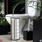 Freestanding Chrome Toilet Paper Holder  Modern Bathroom Tissue Organizer