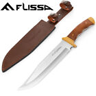Flissa 14  Bowie Hunting Knife Full-tang Fixed Blade Wood Handle Knife W  Sheath