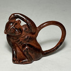 Set Of 4 Vintage Cast Iron Monkey Napkin Rings 3 In 