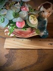 Vintage Kitschy Porcelain Elf Pixie Planter Button Flowers 1950s Shawnee Pottery