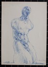 Bernd Sikora Male Nude Torso Study East German Art Unique Sign Drawing 1981