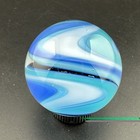 Contemporary Handmade Art Glass Marble 1 18  Blue Shades  White  Sparkly Black