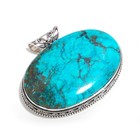 Huge Tibetan Turquoise Gemstone Handmade Vintage 925 Sterling Silver Pendant