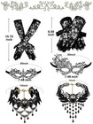 6pcs 80s Masquerade Costume Accessories Women Mask  Choker Necklace  Gloves Gift