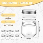 Tanlade 60 Pcs 3 Oz Clear Plastic Jars With Lids Wide Mouth Mason Jars Mini S   