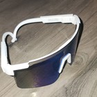 Shield Cycling Sunglasses Uv400 Lightweight Mirrored Blue Lens White Frame