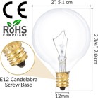 Small Globe G16 5 Round Bulb 40w E12 Candelabra Base  10 Pack  Clear 40 Watts