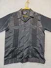 El Norteno Western Wear Guayabera Shirt Mens L Embroidered Black Mexican Wedding