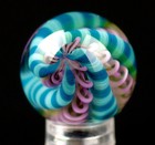 Bryan Trillas Glass Marble filigree Cane uv  Teal Blue   Purple 0 8-0 9 Inch