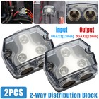 2pc Car Audio Amp Power Ground Distributor 2-way Distribution Block Gauge In out