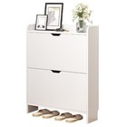 2-tier Space Saving Shoe Organizer Cabinet With Flip Drawers Slimming Shoe Rack