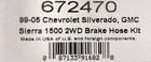 Russell 672470 Stainless Brake Hose Line Kit 1999-06 C1500 Silverado Sierra 2wd