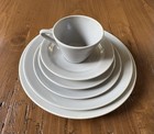 Vintage 6 Pc Harlequin Place Setting In  Gray   4 Plates Cup saucer