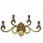 Pair Of Vintage Brass Wall Mount Sconce Four Arm Candelabra Fleur-de-lis C 1960s