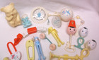 Vintage Baby Plastic Rattles Group Of 15 