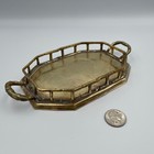 Hollywood Regency Brass Decorative Tray Vtg 8 25    Bamboo Style Rails Sm Serving