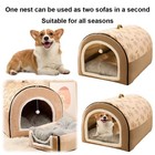 Large Pet Bed Dog House Cat Tent Soft Indoor Warm Kennel Puppy Cave W cushion Us