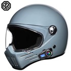 Bluetooth Intercom Headset Wireless Interphone Retro Full Face Motorcycle Helmet