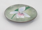 Norman Brumm Copper Enamel Plate 4 85  Ladyslipper Pink Flower Signed Floral 