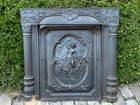 Antique Cast Iron Fireplace Grate Cover Surround Ornate Victorian Furnace C1890s