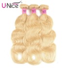 Unice Indian 613 Blonde Body Wave Bundles Human Hair Extensions Virgin Hair Weft