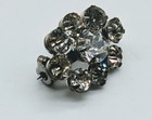 Small Vintage Rhinestone Silver Tone Oval Brooch Lapel Pin