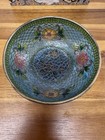 Vintage Chinese Plique-a-jour Cloisonne Enamel Bowl Translucent Floral Box