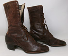Boots Victorian Edwardian Antique Woman Or Youth Leather High Top Lace Up Shoes