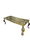 Antique Pre-1880s Solid Brass Fireplace Trivet Kettle Stand With Swirl Design