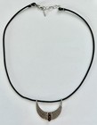 Sundance Catalog Necklace Sterling Silver Gold Garnet On Leather Bar 2    Pendant