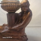 Antique Art Deco Nude Woman Lamp With Starry Night Art Glass Shade