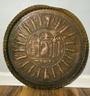 Vintage Qajar Persian Middle East Copper Round Relief Tray Kings  22 25 