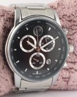 Casual Movado Chronograph Black Dial  date  Quartz Men Wristwatch Steel Band