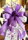 10   Purple Floral Handmade Wired Bow For Wreath Basket Lantern   70  Rb