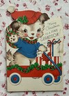 Vintage 1940s  Unused Christmas Die-cut Cute Puppy Dogs Double-sided Card