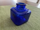 Vintage Antique Cobalt Blue Glass Inkwell Bottle 2    Square X 2 25    Tall