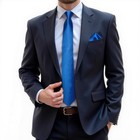  Mens Tie Set Silk Solid Paisley Necktie And Pocket Square Royal Blue Solid